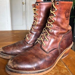Red leather Chippewa boots